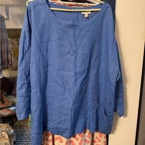 Eileen Fisher Azure Linen Blouse
